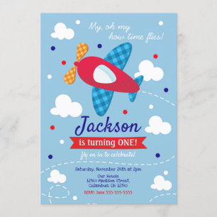 Invitation d'anniversaire d'avion Boy / Fly de tem