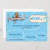 Invitation d'anniversaire d'avion de garçons (Devant / Derrière)