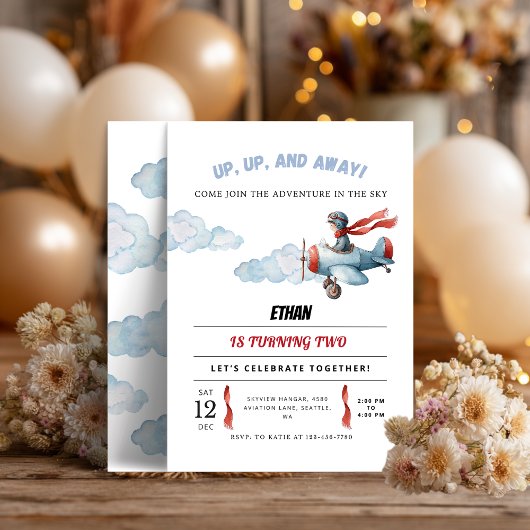 Invitation d'anniversaire d'avion | Envole-toi