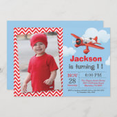 Invitation d'anniversaire d'avion. Fête d'annivers (Devant / Derrière)