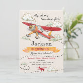 Invitation d'anniversaire d'avion Invitation d'avi (Debout devant)