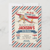 Invitation d'anniversaire d'avion / La fête du tem (Devant)
