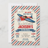 Invitation d'anniversaire d'avion / La fête du tem (Devant)
