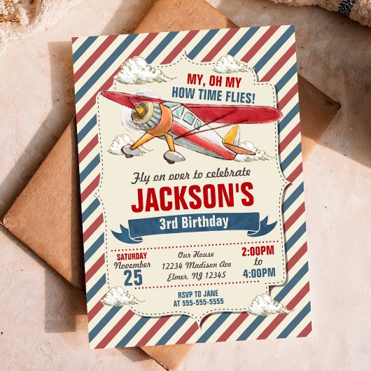 Invitation d'anniversaire d'avion / La fête du tem