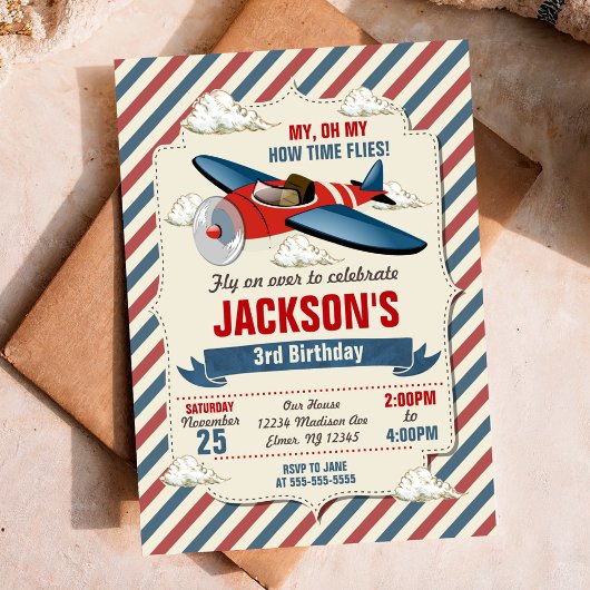 Invitation d'anniversaire d'avion / La fête du tem