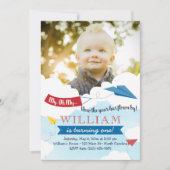 Invitation d'anniversaire d'avion papier (Devant)