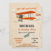Invitation d'anniversaire d'avion Vers le haut et  (Devant / Derrière)