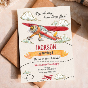 Invitation d'anniversaire d'avion Vol Vintage temp