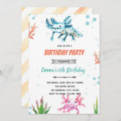 Invitation d'anniversaire d'axolotl mignonne (Devant / Derrière)