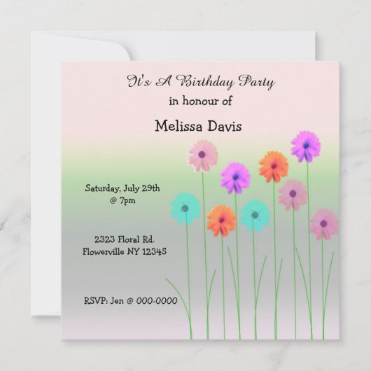 Invitation d'anniversaire Dazzling Daisies (Devant)