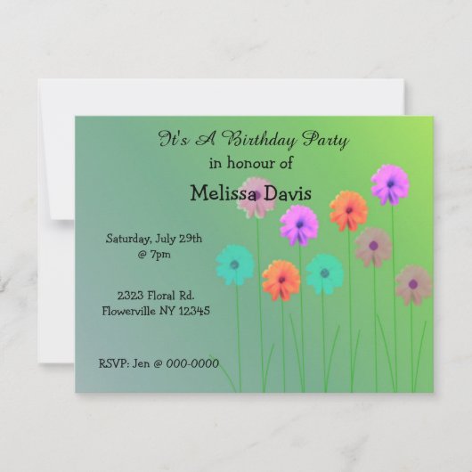 Invitation d'anniversaire Dazzling Daisies (Devant)