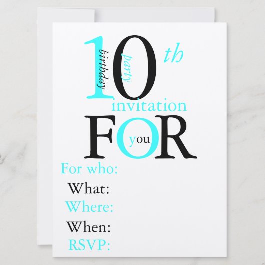 invitation d'anniversaire de 10 ans (Devant)