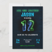 Invitation d'anniversaire de 12 ans pour garçon (Devant)