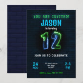 Invitation d'anniversaire de 12 ans pour garçon (Devant / Derrière)