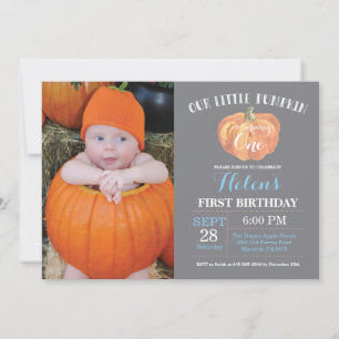 Invitation d'anniversaire de 1 an avec citrouille