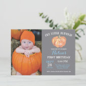 Invitation d'anniversaire de 1 an avec citrouille (Debout devant)