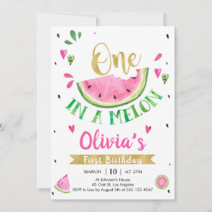 Invitation d'anniversaire de 1 an One In A Melon P