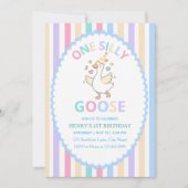 Invitation d'anniversaire de 1 an "One Silly Goose (Devant)