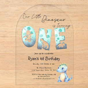 Invitation d'anniversaire de 1 an pour bébé dinosa