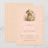 Invitation d'anniversaire de 1 an pour Lapin à Car (Devant / Derrière)
