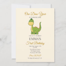 Invitation d'anniversaire de 1ère année de dinosau