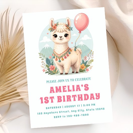Invitation d'anniversaire de 1ère année pour une f
