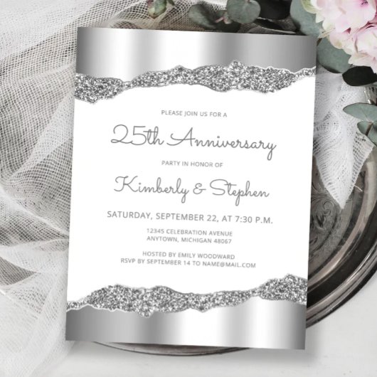 Invitation d'anniversaire de 25 ans avec bordure e