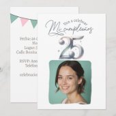 Invitation d'anniversaire de 25 ans avec photo (Devant / Derrière)