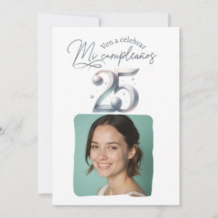 Invitation d'anniversaire de 25 ans avec photo