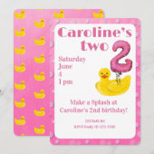 Invitation d'anniversaire de 2 ans Canard en caout (Devant / Derrière)