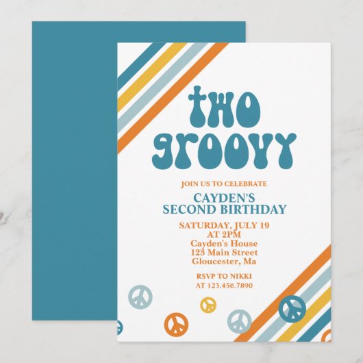 Invitation d'anniversaire de 2 ans pour deux garço (Devant / Derrière)