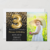 Invitation d'anniversaire de 3 ans avec photo Blac (Devant)