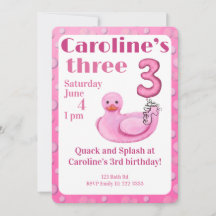 Invitation d'anniversaire de 3 ans Canard en caout