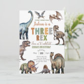 Invitation d'anniversaire de 3 ans pour garçon Din (Debout devant)