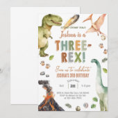 Invitation d'anniversaire de 3 ans pour garçon Din (Devant / Derrière)