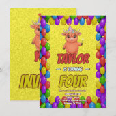 Invitation d'anniversaire de 4 ans de la vache mag (Devant / Derrière)