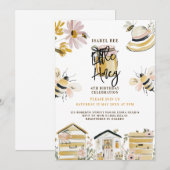 Invitation d'anniversaire de 4 ans de petite abeil (Devant / Derrière)
