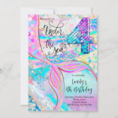 Invitation d'anniversaire de 4 ans de sirène sous (Devant)
