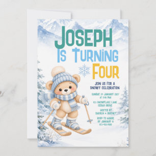 Invitation d'anniversaire de 4 ans pour un ours de