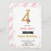 Invitation d'anniversaire de 4 ans princesse (Devant / Derrière)