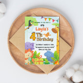 Invitation d'anniversaire de 4 ans sur le thème de