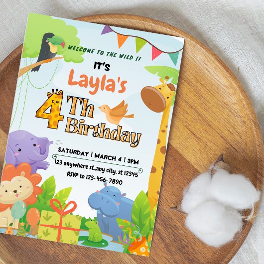 Invitation d'anniversaire de 4 ans sur le thème de