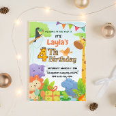 Invitation d'anniversaire de 4 ans thème Safari mi