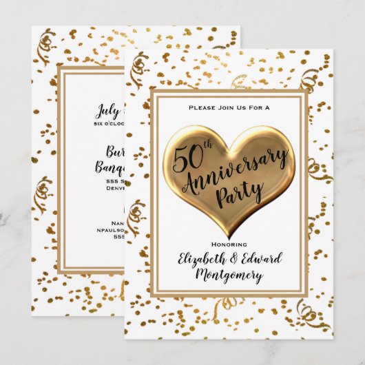 Invitation d'anniversaire de 50 ans avec étincelle (Devant / Derrière)