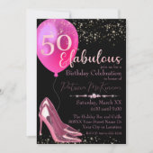 Invitation d'anniversaire de 50 ans Escarpins Rose (Devant)
