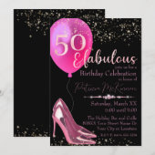 Invitation d'anniversaire de 50 ans Escarpins Rose (Devant / Derrière)