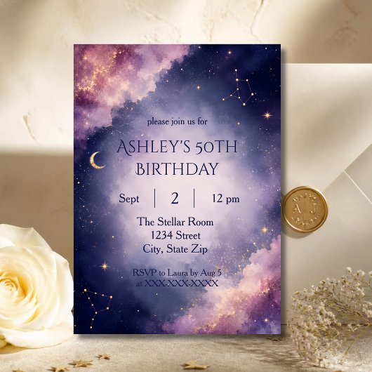 Invitation d'anniversaire de 50 ans étoilée de lux