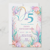 Invitation d'anniversaire de 5 ans de sirène Plong (Devant)