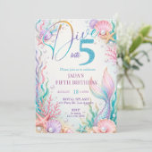 Invitation d'anniversaire de 5 ans de sirène Plong (Debout devant)