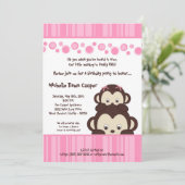 Invitation d'anniversaire de 5x7 Girly Pop Monkey (Debout devant)
